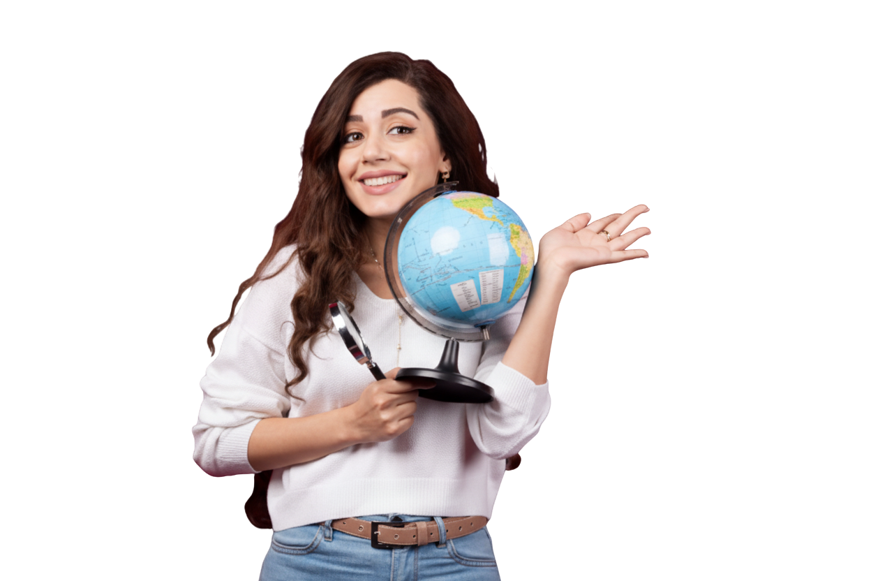 Student with Globe
